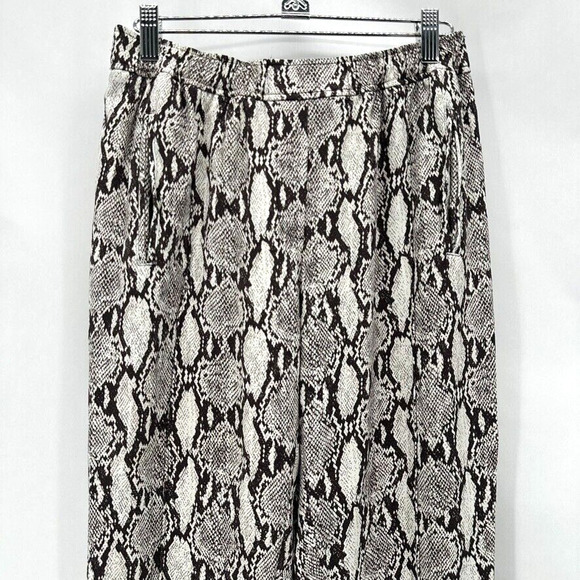 ALC Elijah Python Print Pants Size 2 Brown Ivory Ankle Zip Pull On Preppy Glam - Picture 2 of 12
